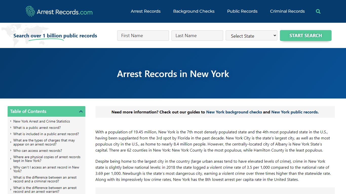 Arrest Records in New York